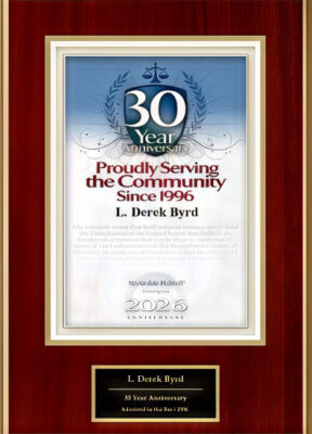 Derek Byrd 30 Years distinguished serving the community Award Martindale Hubbard